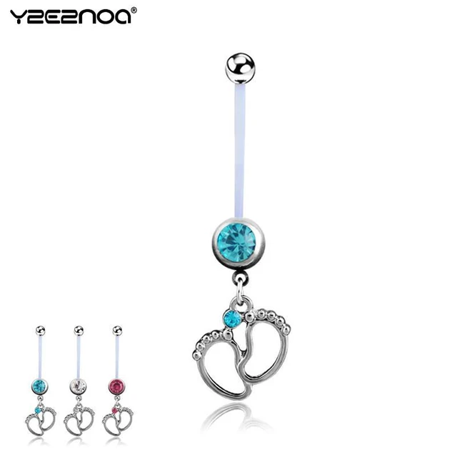 1PC Fashion Surgical Steel Women Pregnant Belly Button Rings Navel Piercing  Dangle Baby Feet Piercing Ombligo Body Jewelry - AliExpress