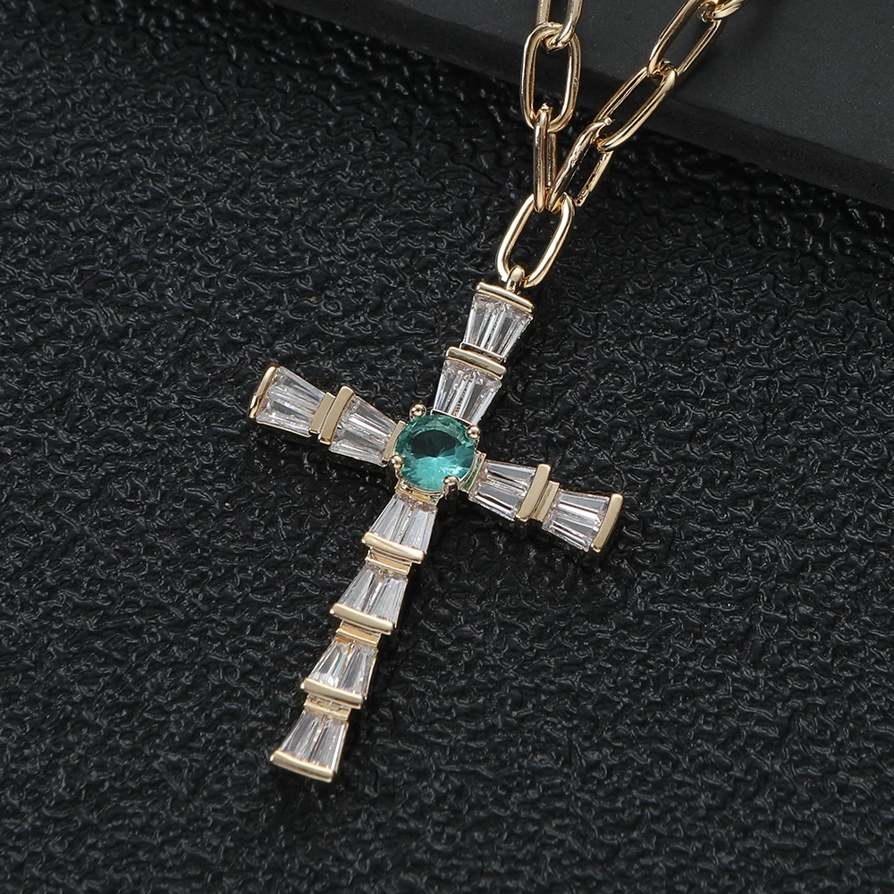 

Luxury Simplicity Geometry Cross Clavicle Chain Necklace Cubic Zircon For Women Wedding Engagement Dubai Bridal Jewelry N163