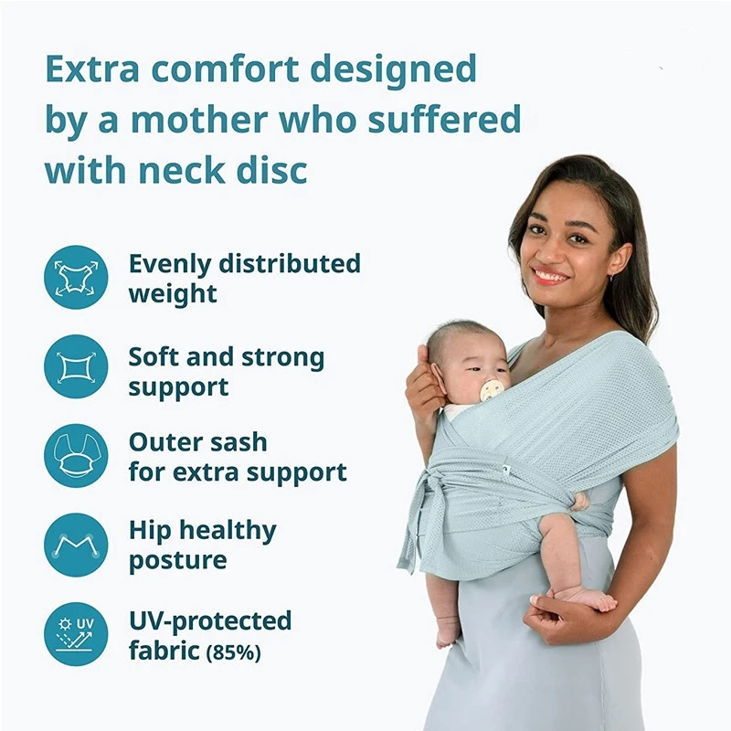 Baby Carrier Wrap Newborn Nursing Towel Easy to Wear Sling Wrap Baby Infant Breathable Hipseat Gridding Cloth Sling Air Mesh 3