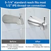 Bathroom Tub Spout,5 1/4 Inches Reach Wall Front Mount With Shower Diverter 1/2In IPS Inside Thread Bathtub Faucet Spout 3