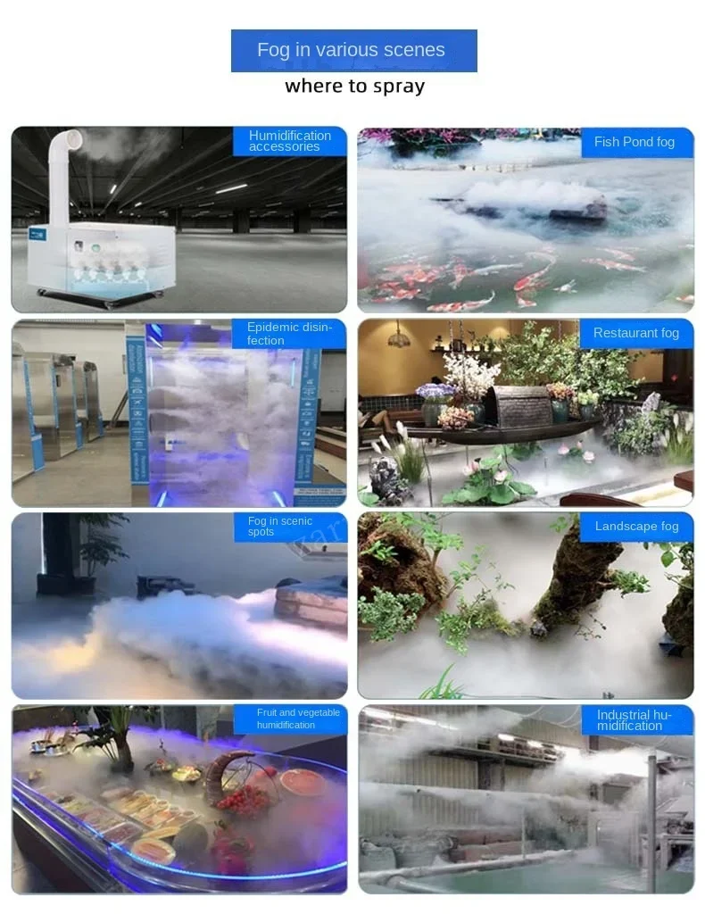Description Picture 2 of item2/34/6/8/10/12 Head Ultrasonic Mist Maker Fogger Fountain Pond Atomizer Air Humidifier Greenhouse For Hydroponics Sprayer