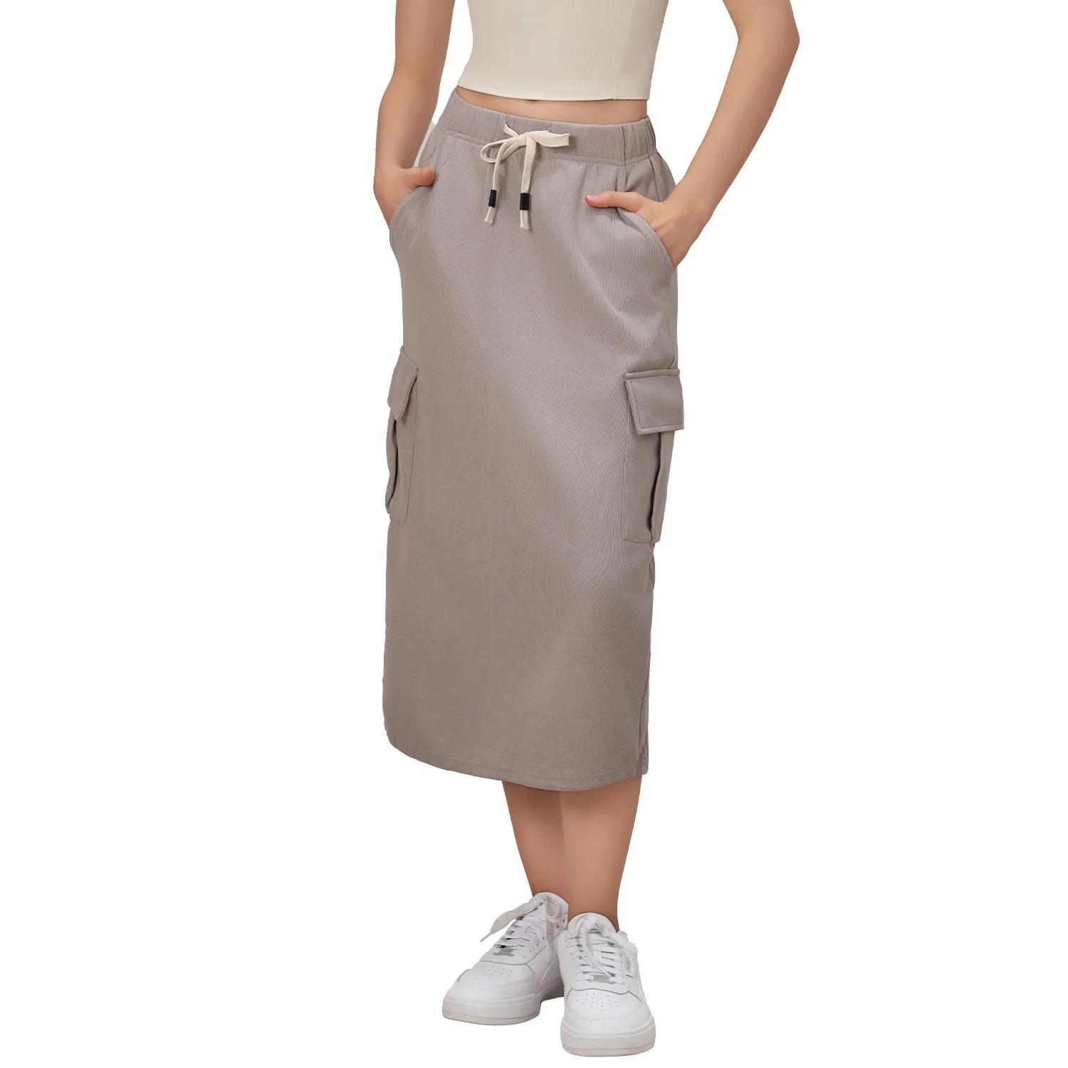Mermaid Curve Workwear Skirt Women's Spring and Autumn New Drawstring Casual Fashion Hip Skirt Mid-length Half-length