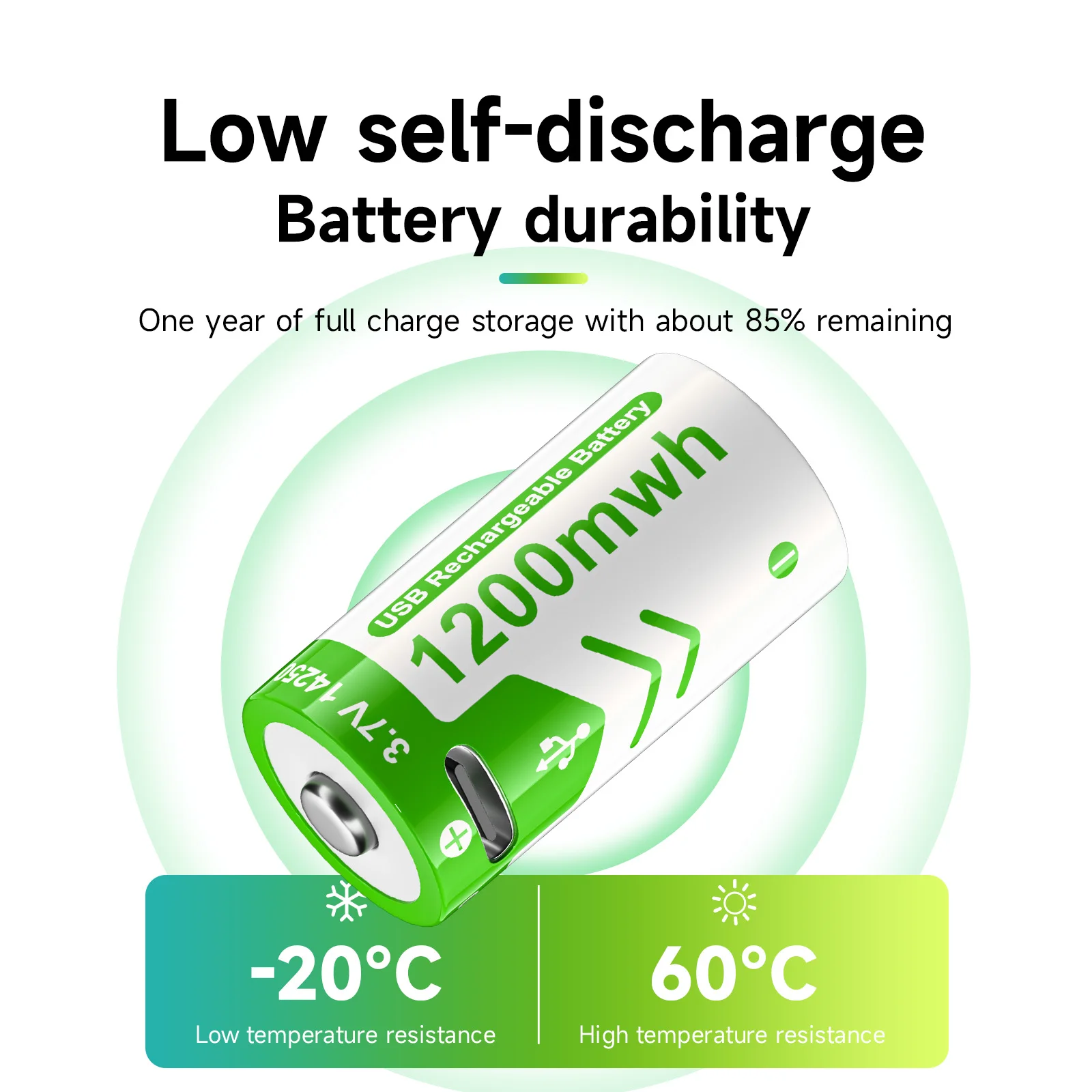 PALO Batterie au lithium rechargeable 3,7 V 14250 300 mAh Batterie de capteur rechargeable USB - Batterie de pointeur laser rouge/vert Câble gratuit