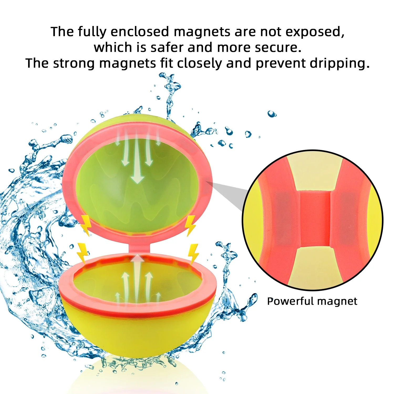 Water Balloons Reusable, Self Sealing & Quick Fill Water Balls Toys with Magnetic suction closure, Summer toys- Large size 6.5cm 3