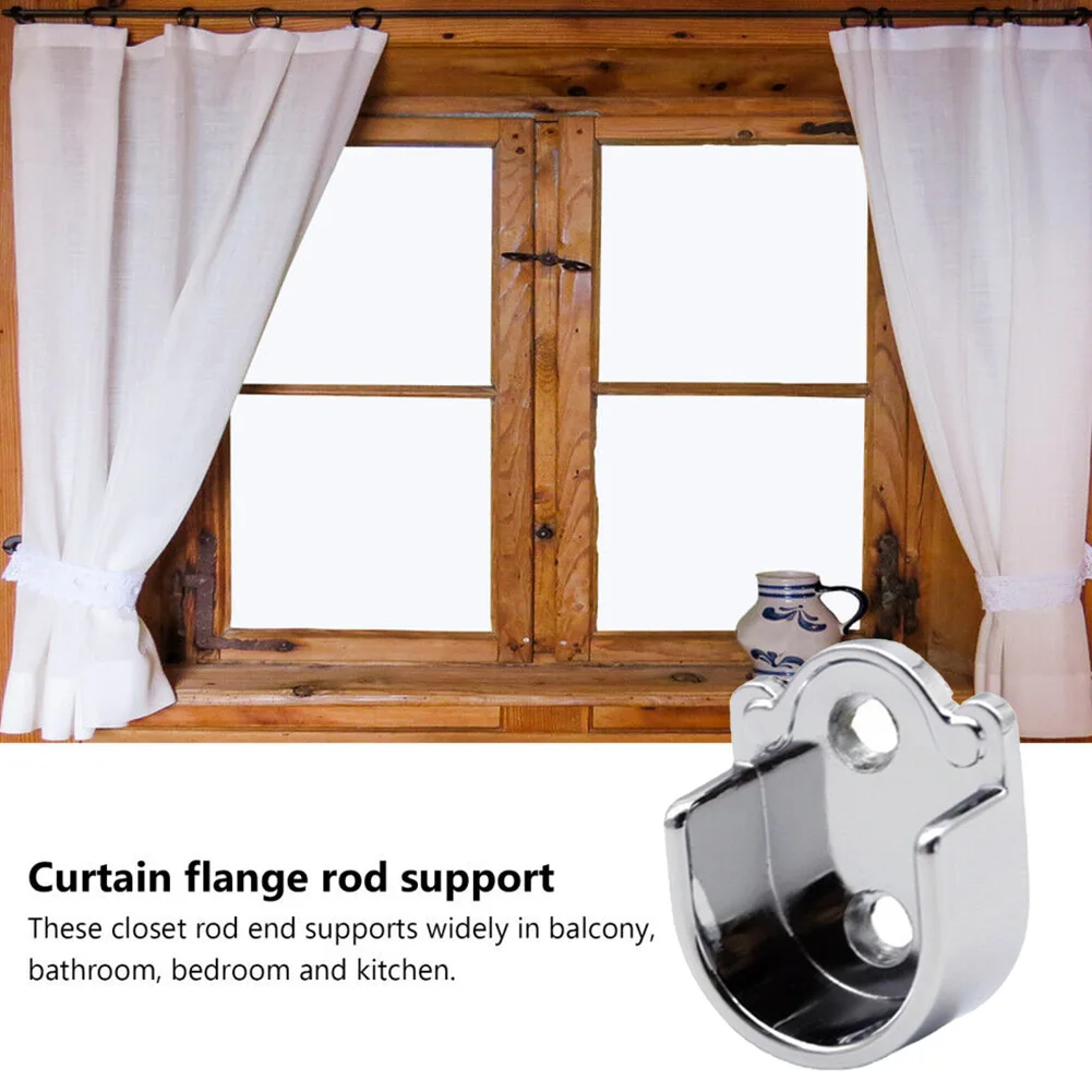 Wardrobe Bracket 2PCS Heavy Duty Rod Socket Flange Rod Holder Closet End Support U Shaped Rail Support Furniture Hardware shelf bracket folding shelf bracket