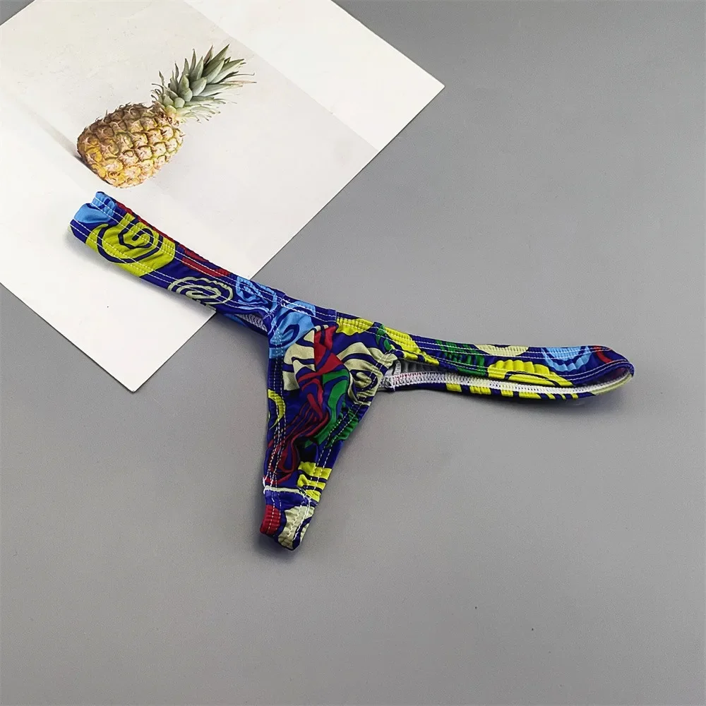 Sexy Printed Lips/Flowers/Camouflage Underwear for Men Mini Panties Penis Pouch String Low Waist Bikini Hombre Lingerie