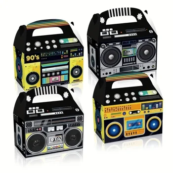 12Pcs, Radio Shaped Gift Box With Handle,90's Theme Party Supplies,Retro Bag For Keeping Candy Popcorn,Small Toys,Packaging Box 1