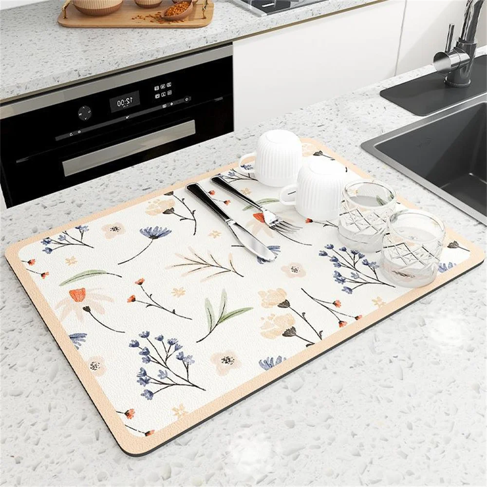 Kitchen countertop mat, soft diatomaceous mud tabletop absorbent pad, cup  pad, bathroom sink, sink, anti slip drainage pad - AliExpress