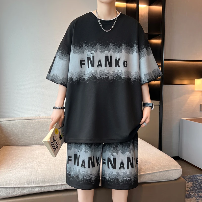 

Летний принт 2024 мужские шорты костюм куртка воздухопроницаемая спортивная футболка с короткими рукавами и шорты два свободных спортивных костюма блузка и футболка и брюки для бега трусики