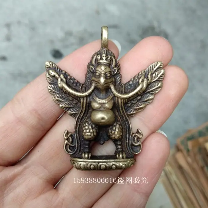 Antique Bronze Miscellaneous Collection Antique Old Bronze Brass Golden Winged Bird Custodian Garuda Pendant Old Objects Antique