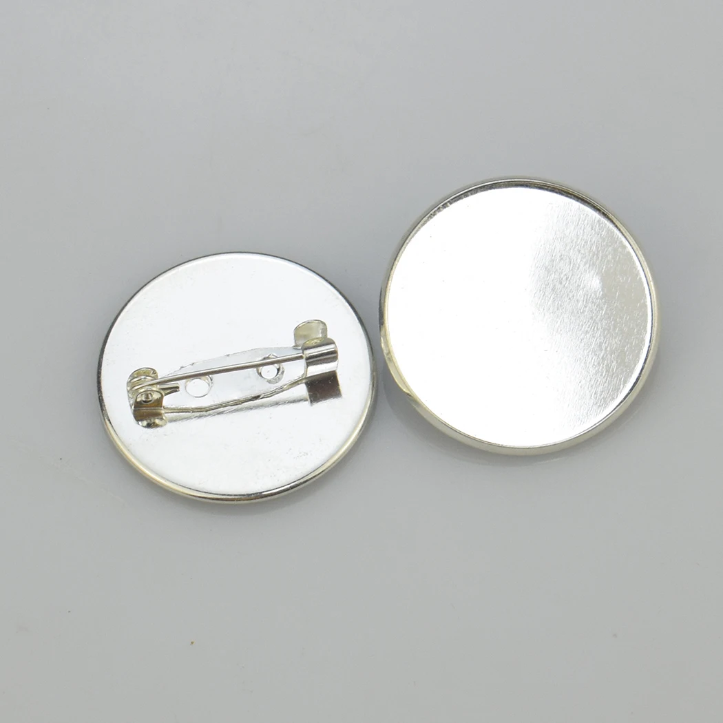 Round Alloy Glass Brooch DIY Badge Accessories Best Gifts for Family Friends Kids Students 10Pcs per Set