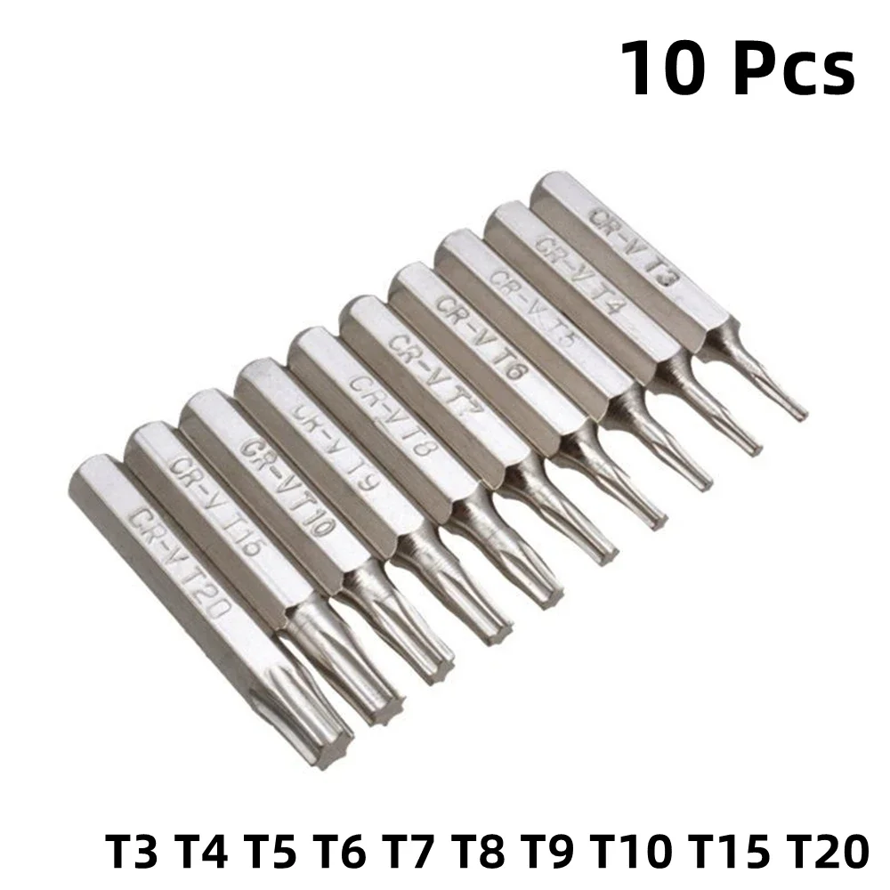 

CR-V Torx Screwdriver Bits 10PCS Set T3 T4 T5 T6 T7 T8 T9 T10 T15 T20 Mobile Repair Bit Plum Blossoms Repairing Head