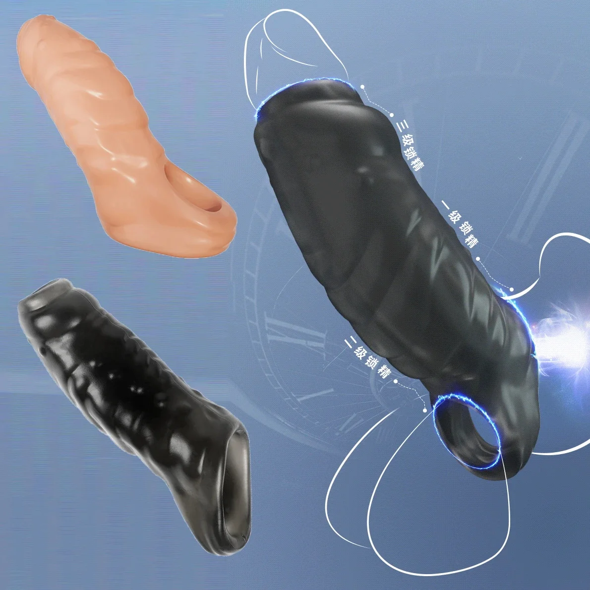 Riutilizzabile Estensore Del Pene Anelli Del Cazzo Ritardare L'Eiaculazione Preservativo Del Pene Nessun Vibratore Giocattoli Del Sesso Per Gli Uomini
