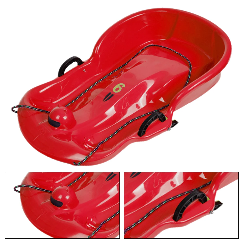 Toboggan Snow Sled Plastic Snow Sled 2Handles Kid Downhill Sprinter Toboggan Grass Sand Slider Luge
