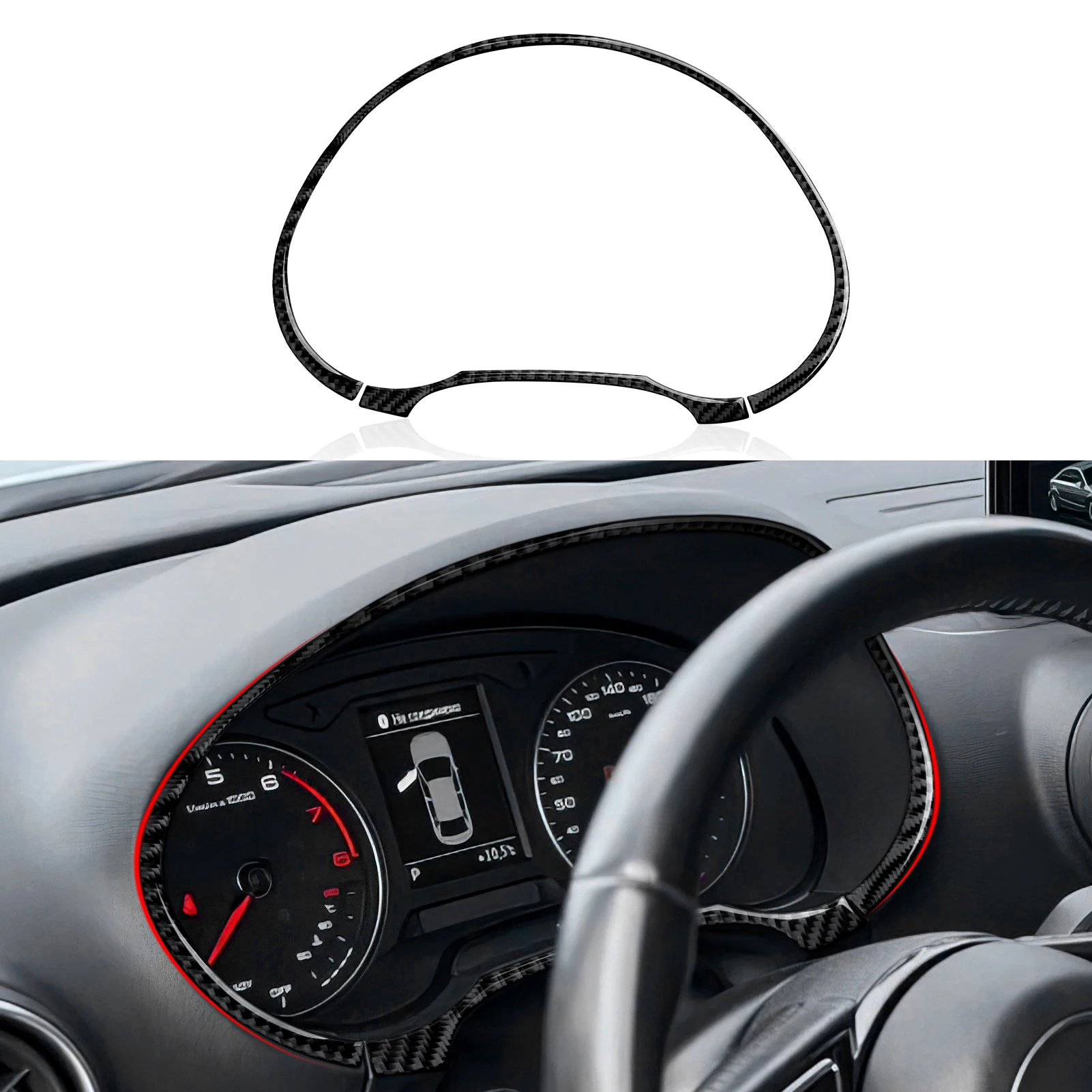 For Audi A3 S3 RS3 8V (2013-2020) Carbon Fiber Interior Sticker, Dashboard Speed Display Decorative Strips Car Trim Accessories