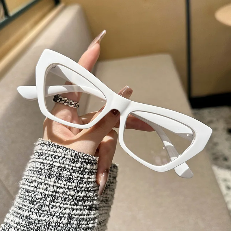 Personalized Glasses Women Fashion Cat Eye Decoration Eyewear Luxury Solid Color Design Anti Blue Light Computer Eyeglass