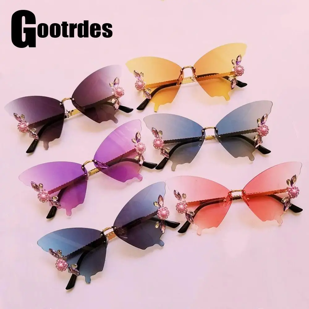 

Luxury Crystal Butterfly Sunglasses for Women Vintage Y2k Sun Glasses Bling Rhinestones Eyewear Fashion Street Snap Shades