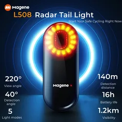Magene L508 Intelligent Radar Tail Light Bicycle Brake Sensing Radar Rear Light 5 Modes Tail Lamp USB Charging LED Cycling light