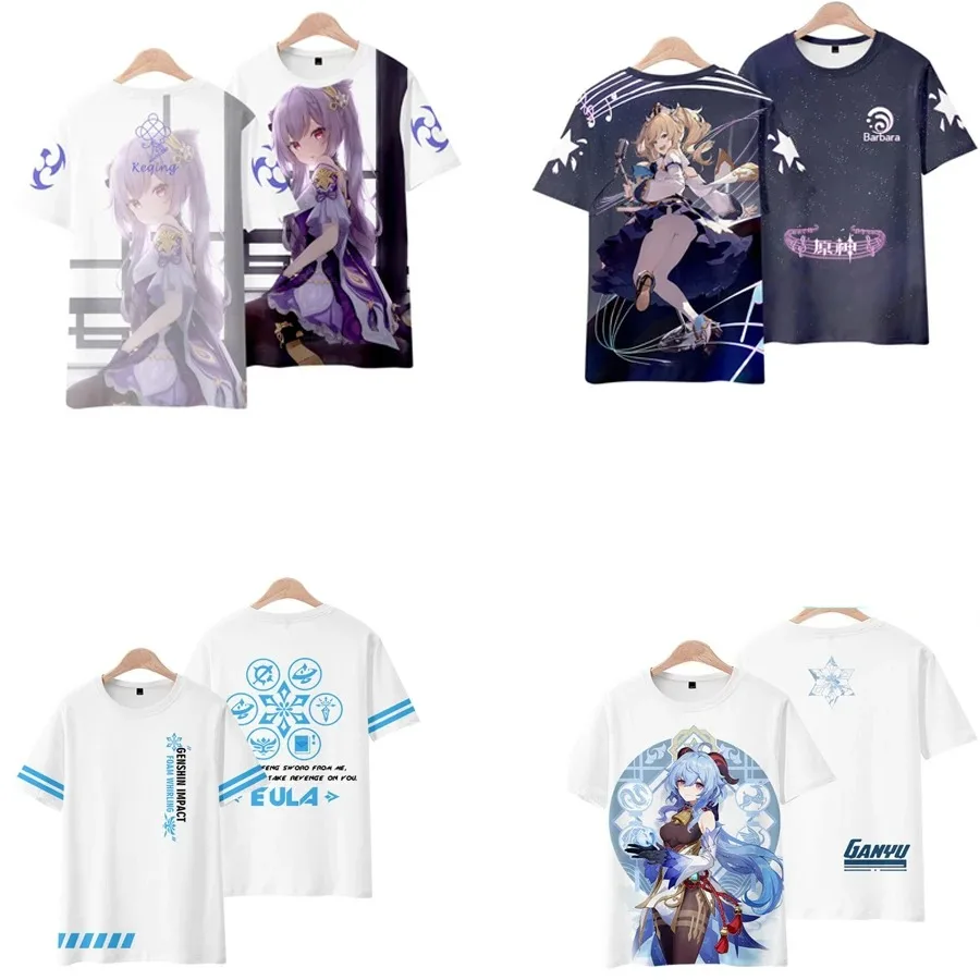 Genshin Impact 3D T Shirt Women Men Summer Fashion O-neck Short Sleeve Funny Tshirt Graphic Tees Streetwear Cosplay Costume 2024