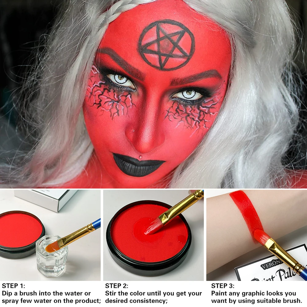 30G Monochrome Water Soluble Face Body Paint Vibrant DIY Makeup for Christmas Parties Long-Lasting Professional Quality Cosmetic 5
