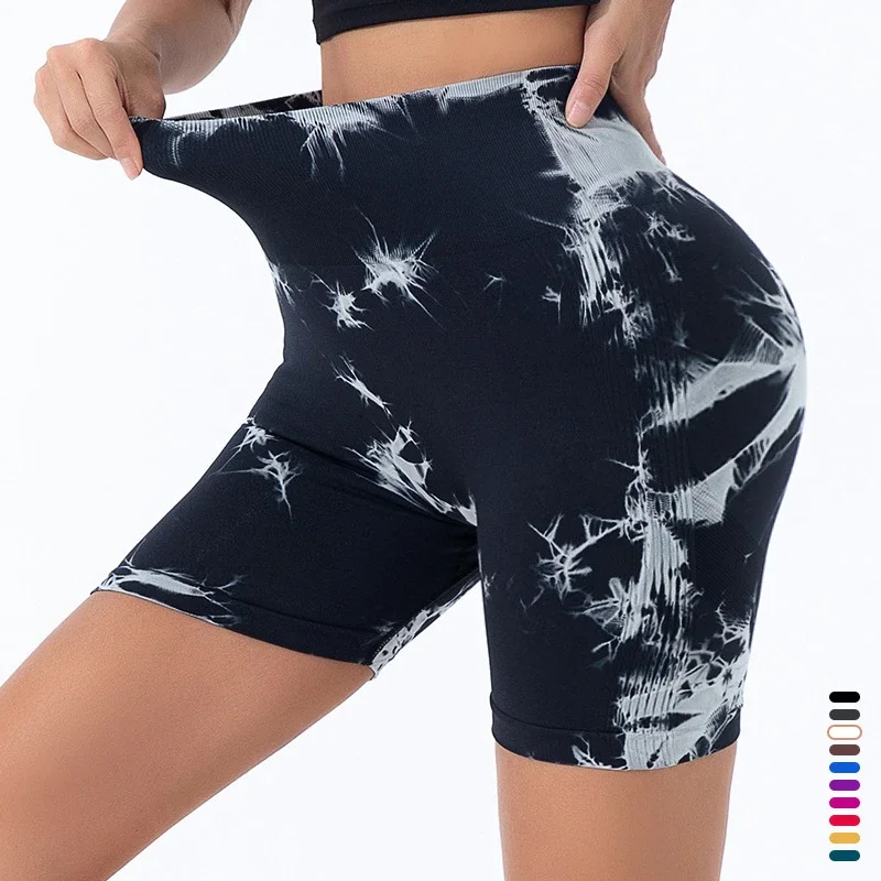 Workout Shorts, Yoga Shorts-Women High Waist Yoga Shorts Gym Seamless Fitness Workout Running Shorts Summer Tie Dye Outdoors Sport