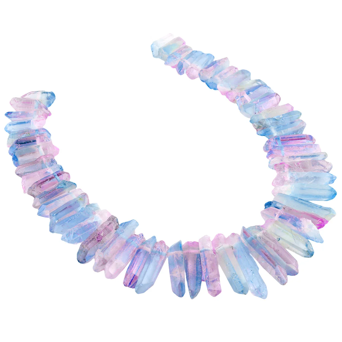 TUMBEELLUWA Titanium Coated Crystal Quartz Point Beads Top Drilled Rough Sticks Spikes Stone For Jewelry Making DIY Random Size