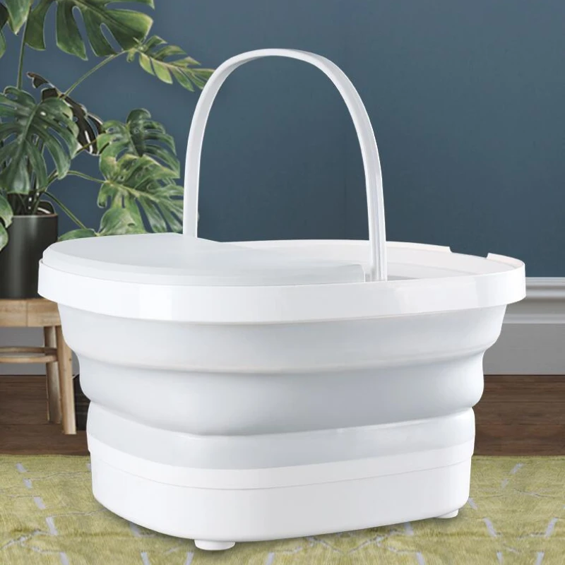 Portable Foot Spa Machine with Anti-Dry Burning Red Light Bubble Surf Therapy Foldable Foot Bath for Home Relaxation