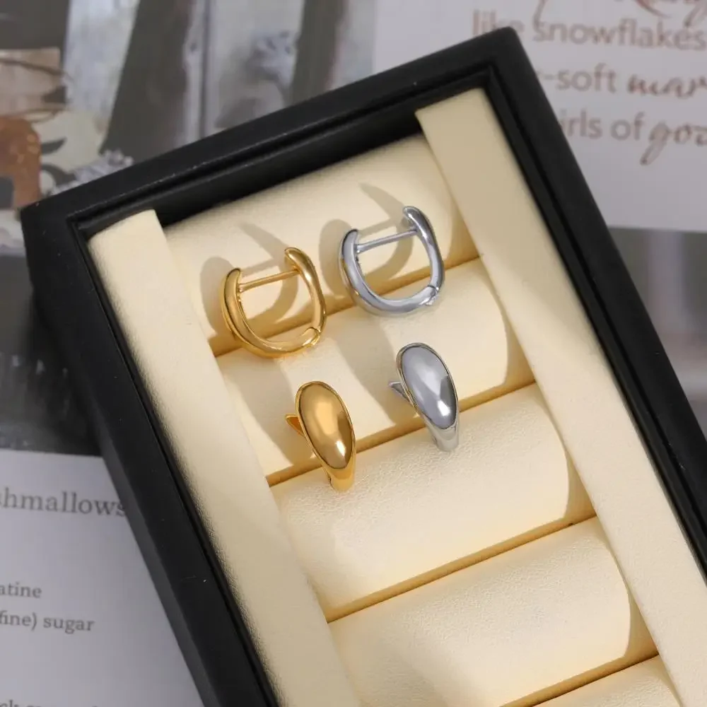 Chubby Dome Small Hoop Earrings for Women Polished Waterproof 18K Gold Plated Lightweight Huggie Ear Buckle Charm Jewelry Bijoux