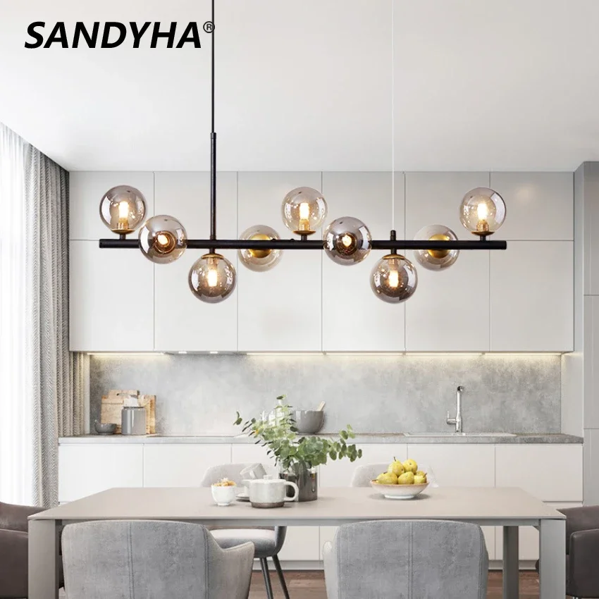 Chandeliers SANDYHA Nordic for Living Room Pendant Lights G9 Glass Ball Lampshade Dining Table Lighting Office Kitchen Led Lamps pendant lights pendant lamp chandelier lighting