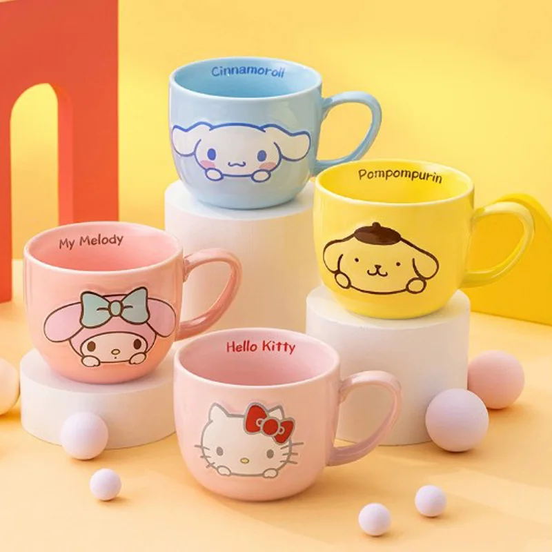 

Керамическая кружка Hello Kitty Y2K Kawaii Sanrioed аниме Моя Мелодия Милая мультяшная помпопурин девушка Сердце молочный завтрак кружка подарок для детей