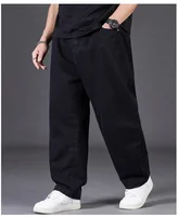 Jean grande taille pour hommes avec ceinture élastique, pantalon en Denim, Tube droit, respirant, ample, vêtements de rue, pantalons décontractés 3
