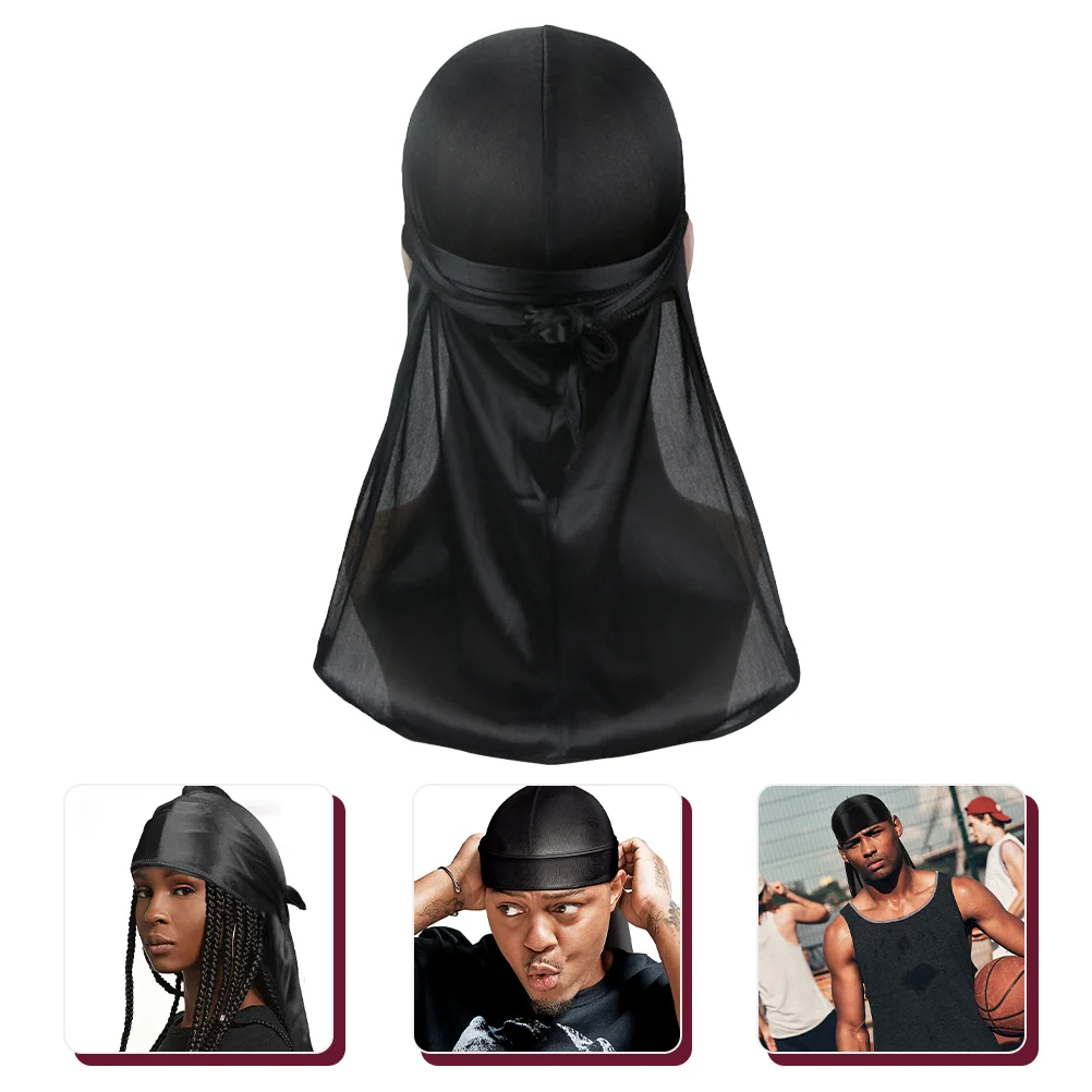 

Long Tail Silk Turban Silky Durag Elastic Satin Men Headscarf Unisex Durags Bandanas for Women