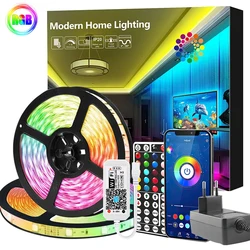 Tiras de luz LED con Bluetooth, controlador WIFI, Flexible, RGB 5050, decoración, lámpara de luz de fondo, cadena luminosa para dormitorio