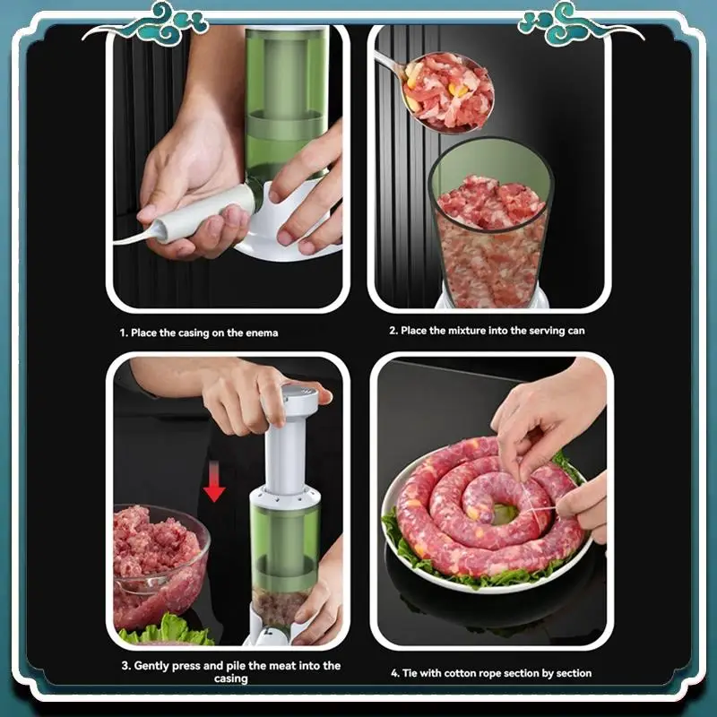 Premium Manual Sausage Stuffer Set With 4 Filling Tubes Press-Type Meat Stuffer For Homemade Sausages