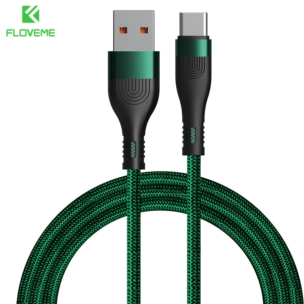 

FLOVEME 6A Super Fast Charging Cable For iPhone 14 13 Micro USB Type C Cable For Huawei 66W Nylon Braided Quick Charging Cables