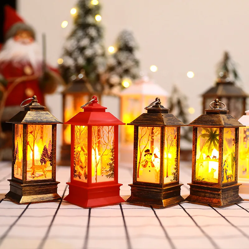 

Christmas Flame Storm Lantern Santa Claus Decoration Christmas LED Luminous Ornaments Candlestick Lamp Decorations for Home