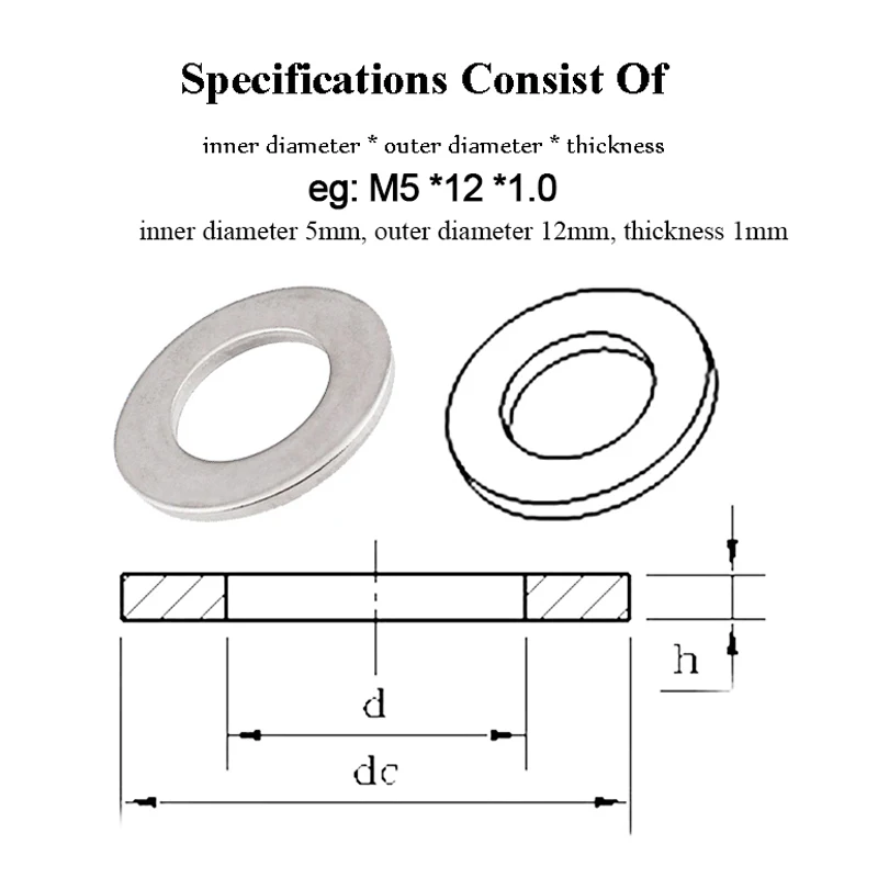 M1.6 M2 M3 M5 M6 M8~ M24 304 Stainless Steel Gasket Ultra-thin