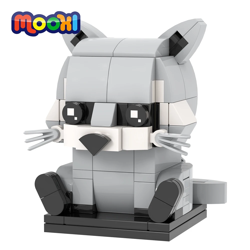 MOOXI Animal Series 158Pcs MOC Bricks Raccoon BrickHeadsed Building ...
