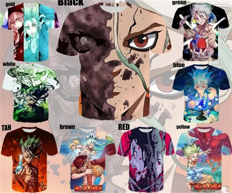 

Summer Fashion Japanese Anime Dr.stone 3d Print T Shirts Casual Personality Street Unisex Round Neck Short Sleeve Kids T-shirt