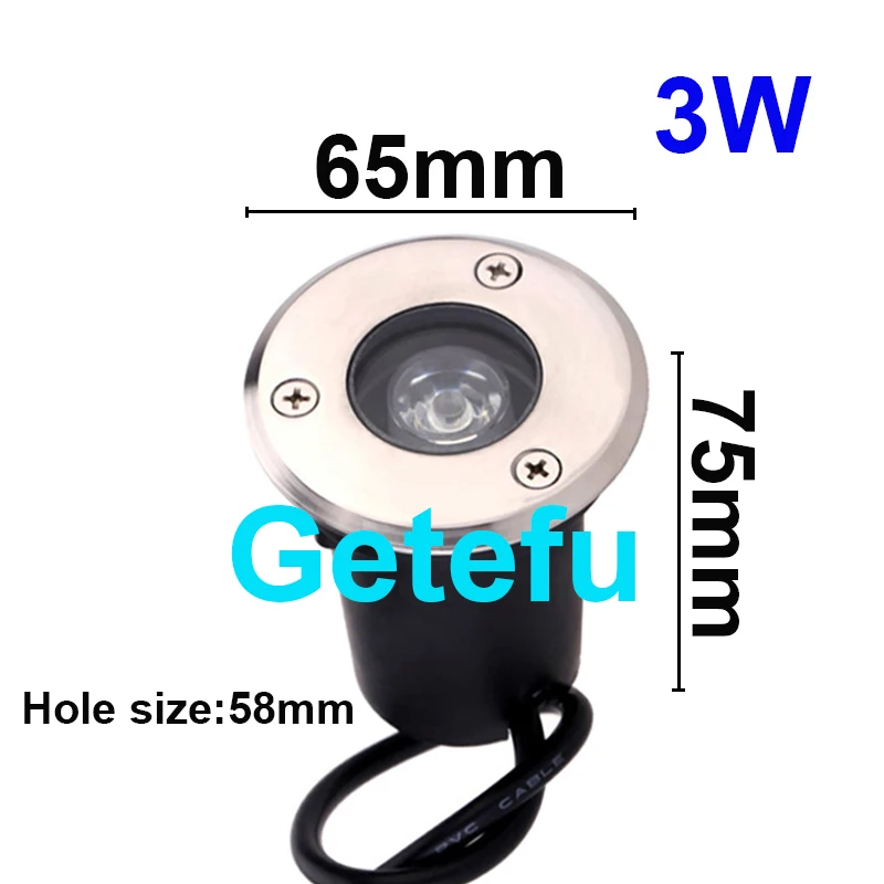 thumbnail image 1 of Foco LED para jardín subterráneo, 3 W, 5 W, 7 W, 10 W, 12 W, resistente al agua, IP67, para exteriores, empotrado en el suelo, iluminación de terraza exterior, 220 V CC, 12 V y 24 V, 1 of 5