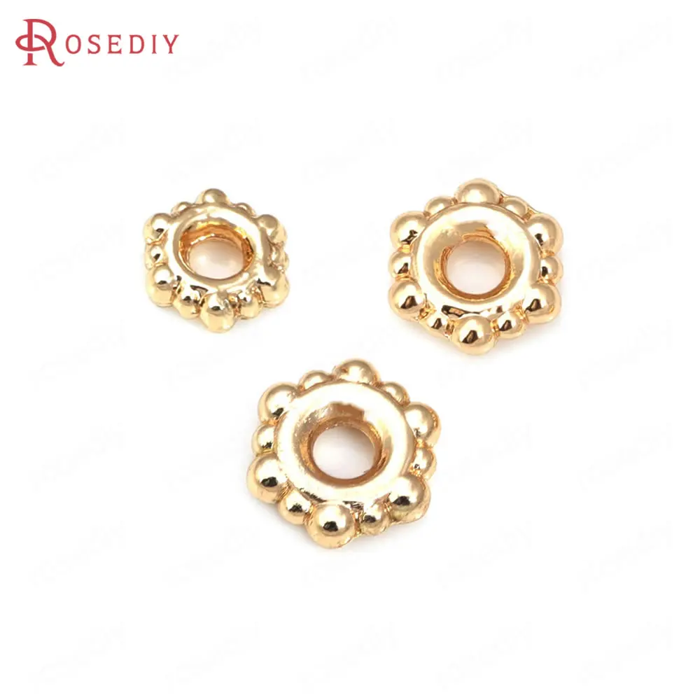 50PCS4MM6MM8MM18KGoldColorBrassSpacerBeadsBraceletsBeads