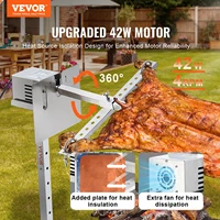 VEVOR Electric BBQ Rotisserie Grill Kit Automatic 42W Motor Height Adjustable Universal Roaster Stand Spit Rod with Heat Shield 2