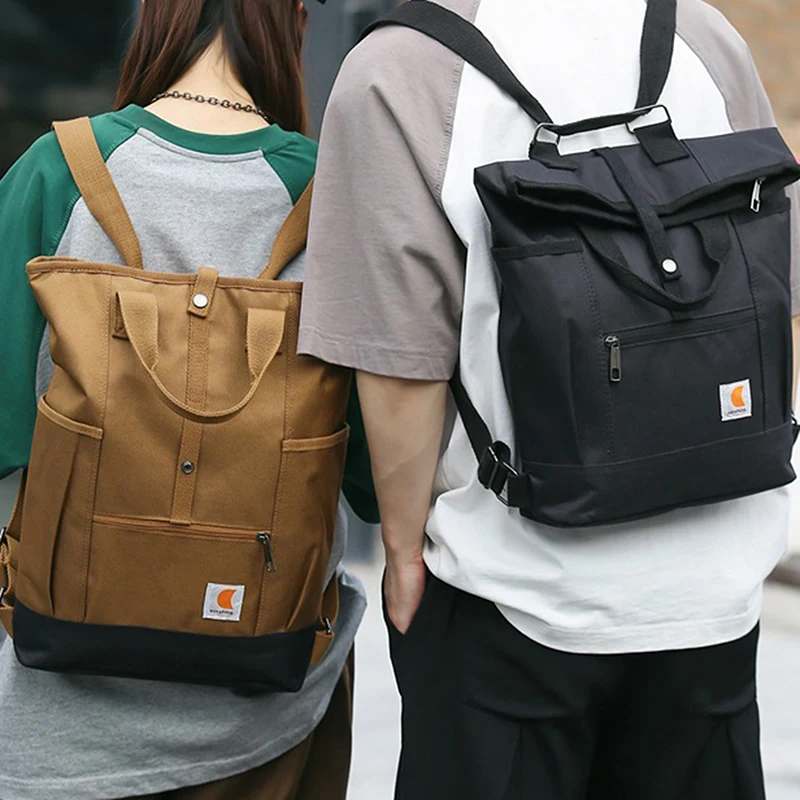 Waterproof Wax Oxford Hiking Backpack Outdoor Travel Bag Anti-theft Computer Backpack Retro Rolled Backpack Handbag Unisex