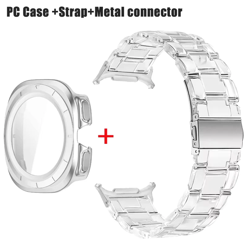 Premium Clear Resin Strap with Protective Cover & Tempered Glass Film