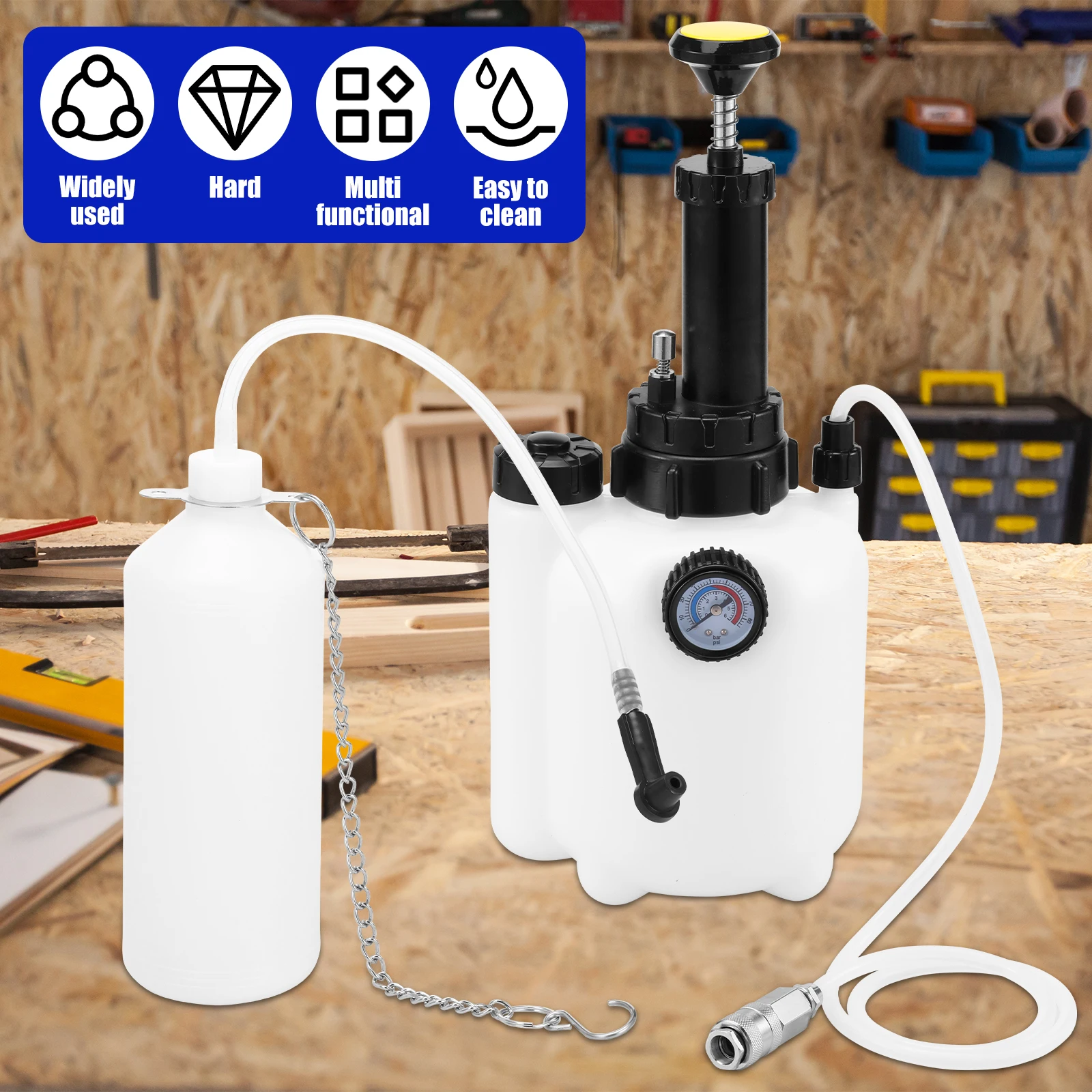 Car Manual Brake Fluid Bleeder Kit 3L Vacuum Brake Pressure Fluid Pump Flush Machine Pneumatic Bleeder