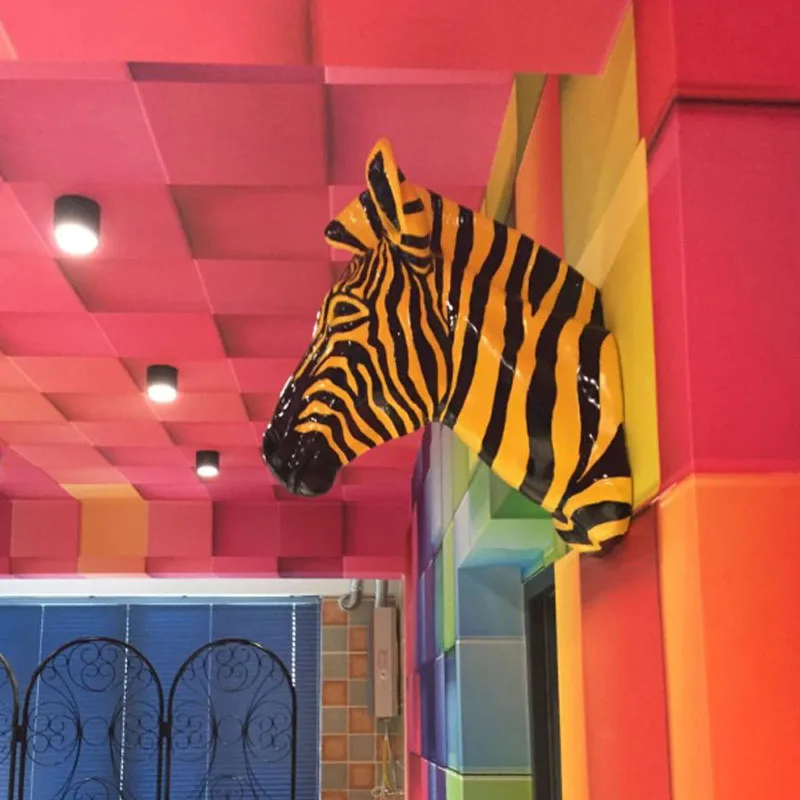 

Wall Decoration Sculpture Zebra Head Statue Home Decor Accessories Resin Animal Statue Christmas Room Handicraft Nodic Ornaments