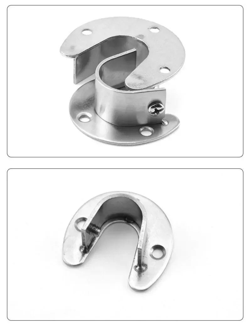 Description Picture 4 of item304 Stainless Steel Flange Seats Hardware Accessories Hook Curtain Rod Pipe Hook Fixed Support Bracket Seats Hook Snap Ring Bolt