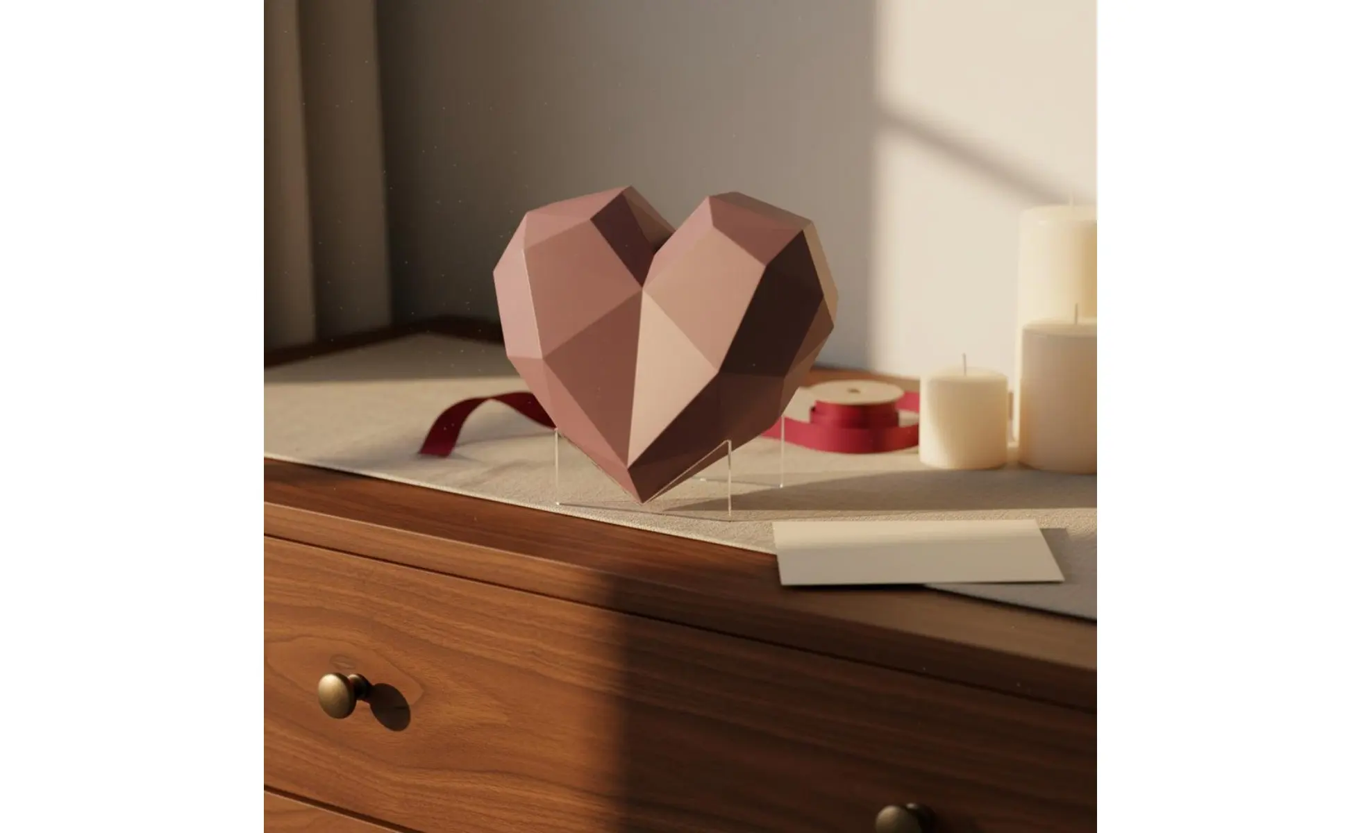 Heart Shaped Gift Box Waterproof Plastic Flower Box Faceted Design Flower Container Recyclable for Partners, Anniversary