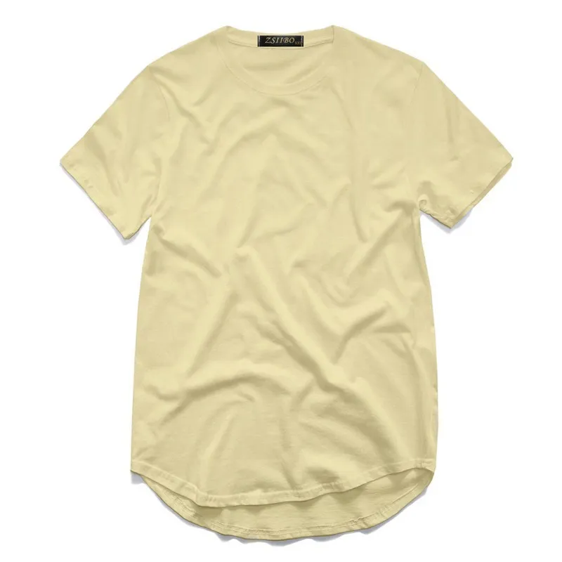 ZSIIBO TX135-C Men's T Shirt Extended Round Sweep T-Shirt Curved Hem Long line Tops Hip Hop Urban Blank Tees Clothes Streetwear 5