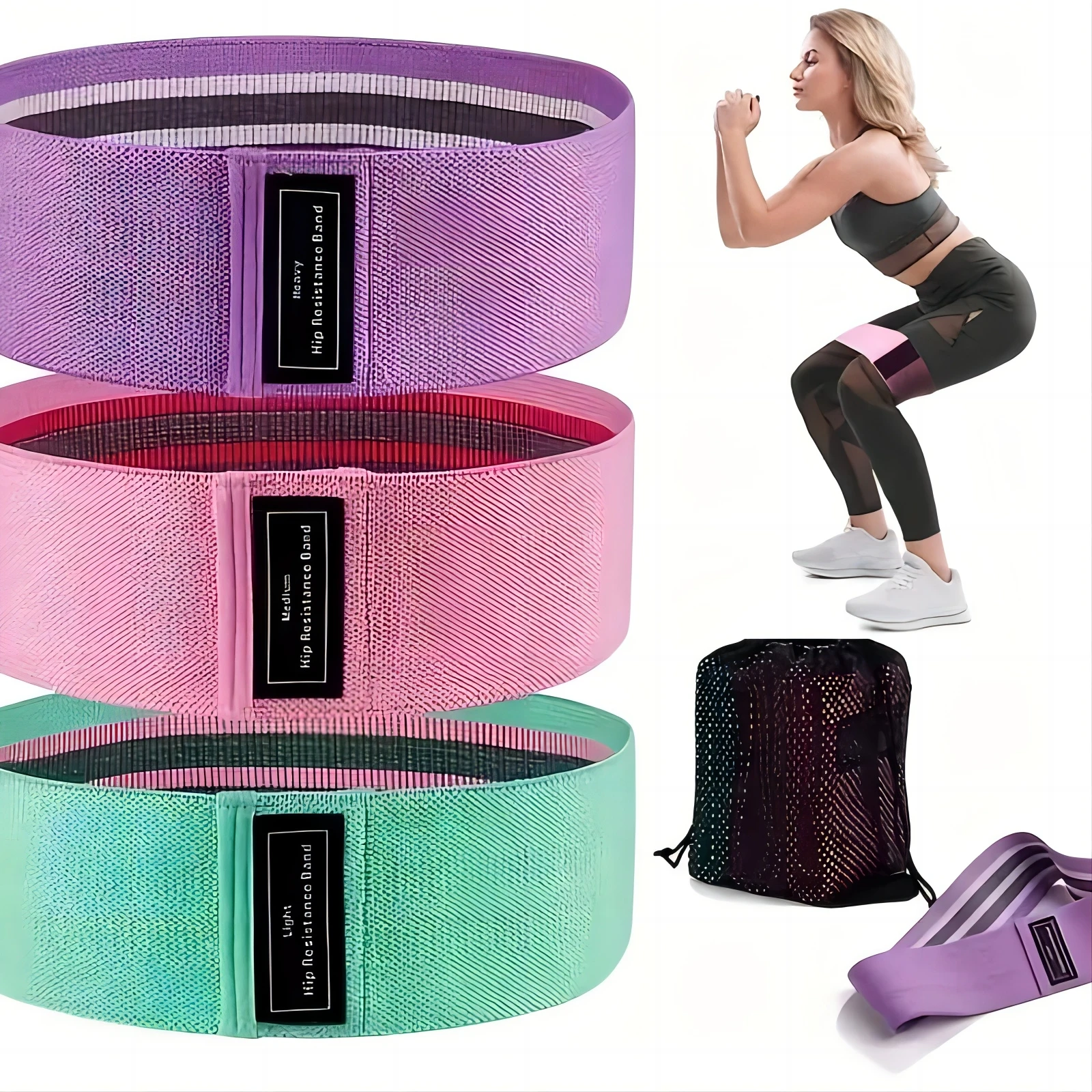Fitness Resistance Band Fitness Accessories Fabric Resistance Hip Booty Bands Glute Thigh Elastic Workout Bands Squat Circle Stretch Fitness Strips Loops Yoga Gym Equipment